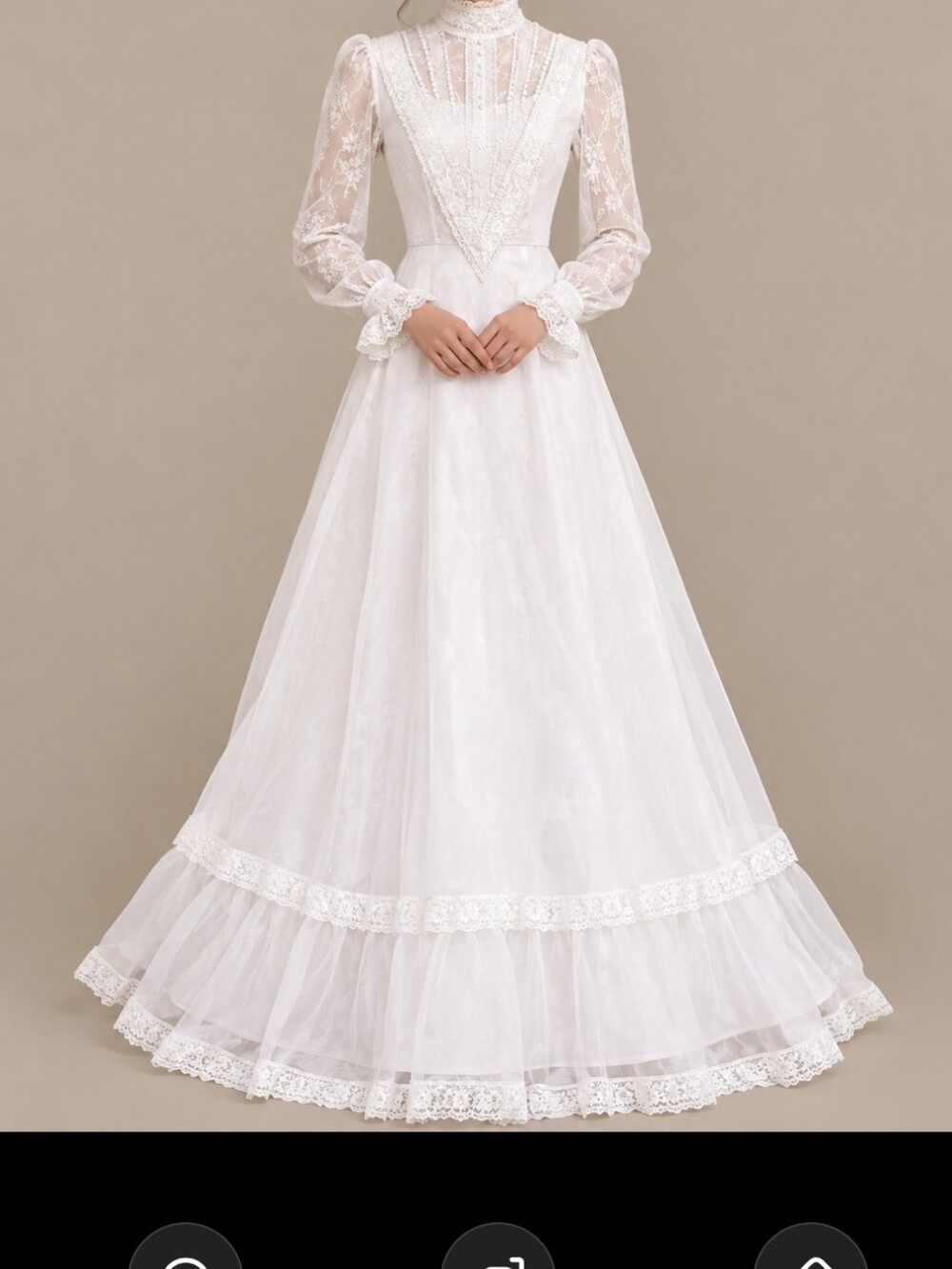 Vintage 1970's Edwardian/ Victorian Revival Style ILGWU Wedding Gown